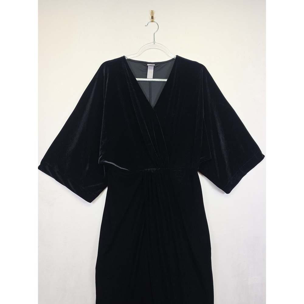 H&M Velvet‎ Dress Womens M Black Minimalist Cocktail Evening Luxe Classic Glam - Picture 11 of 16